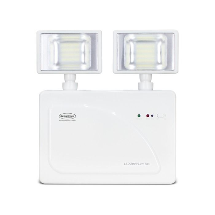 Luz de Emergência LED Autônoma 3000 Lúmens 2 Faróis