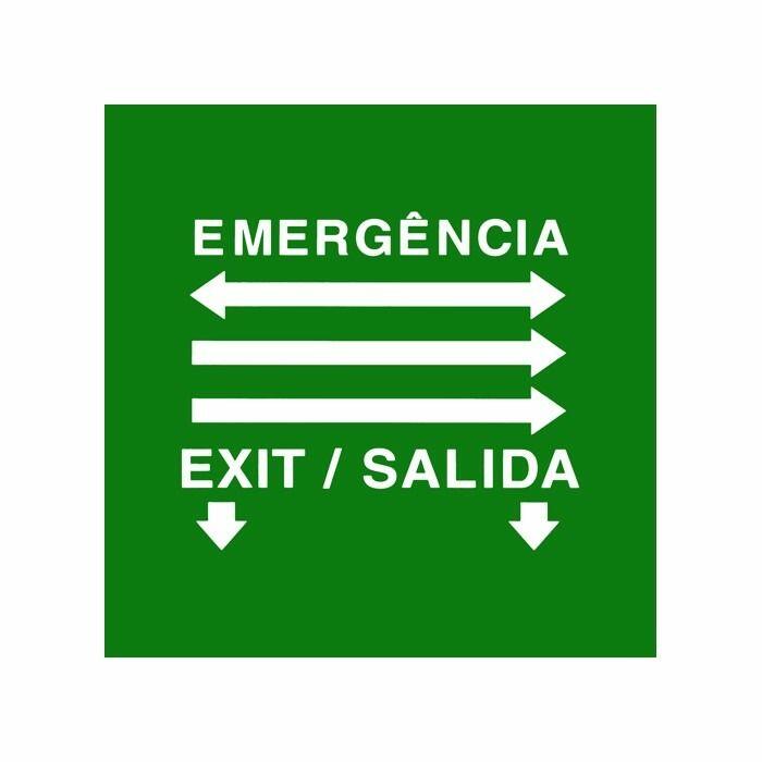 Placa de Saída de Emergência Autônoma 24x18 SLIM Verde com Adesivo