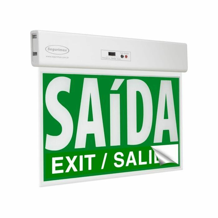 Placa de Saída de Emergência Autônoma 24x18 SLIM Verde com Adesivo