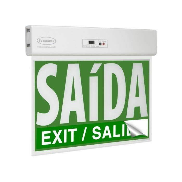 Placa de Saída de Emergência Autônoma 24x18 SLIM Verde com Adesivo