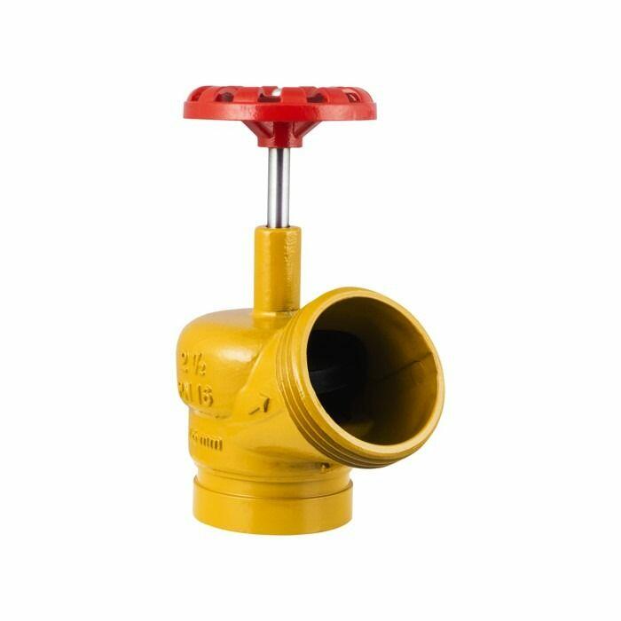 Válvula Angular para Hidrante PN16 Amarela - Ranhurada