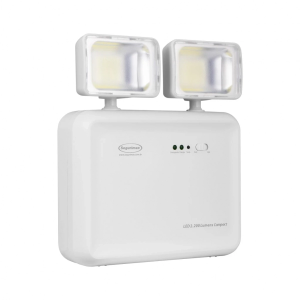 Iluminação de Emergência LED Autônoma 2200 Lúmens 2 Faróis COMPACT